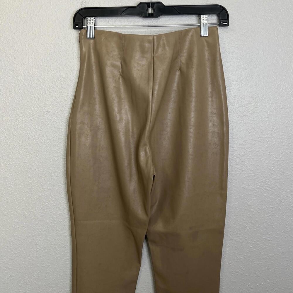 Aritzia Babaton Leather Slim Pant Tan Size 4 - Picture 5 of 11